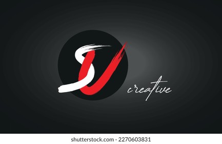 SU Letters Brush Paint Logo icon, Elegant Vector Design