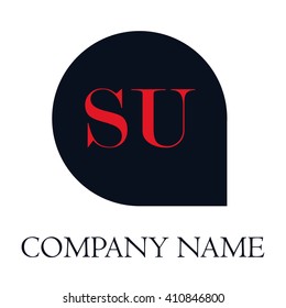 SU Letters red , Abstract black background logo, Design identity in shape, Alphabet letter