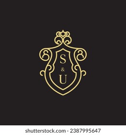 SU line vintage initial logo in high quality professional design that will print well across any print media