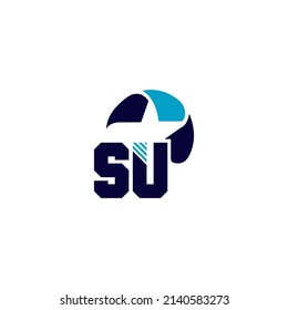 SU logo design. SU Professional letter logo design.