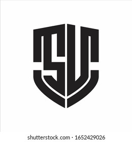 SU Logo monogram with emblem shield shape design isolated on white background