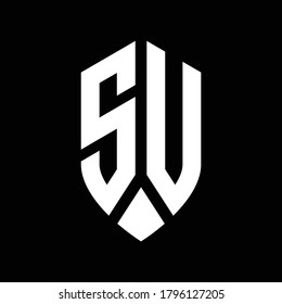 su logo monogram with emblem shield style design template