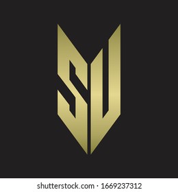 SU Logo monogram with emblem style isolated with gold colors