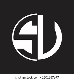 SU Logo monogram with Negative space style design tempate