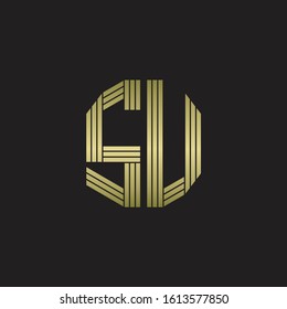 SU Logo monogram outline style linked isolated with gold colors