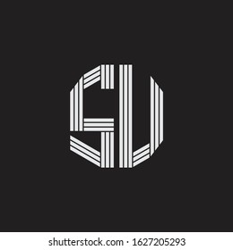 SU Logo monogram with outline style linked isolated on black background