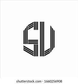 SU Logo monogram outline style linked isolated on white background