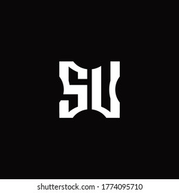 SU Logo monogram with pieces cut elements design template