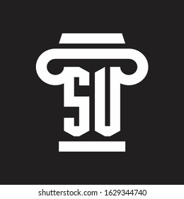 SU Logo monogram with pillar style design template