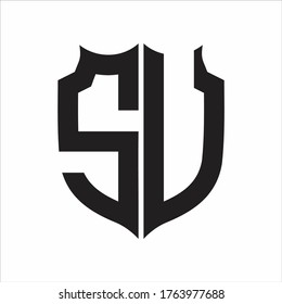 SU Logo Shield style Monogram design template on white background
