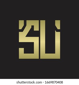 SU Logo with squere shape design template with gold colors