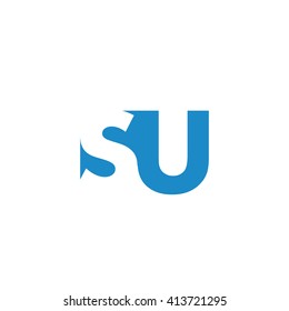SU Logo. Vector Graphic Branding Letter Element. White Background