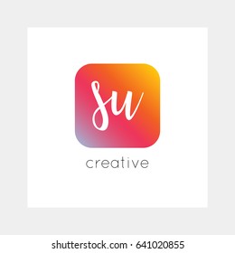 SU logo, vector. Useful as branding, app icon, alphabet combination, clip-art.