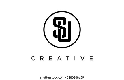 SU monogram. initial letters SU eye-catching Typographic logo design with circle, very creative stylish lettering logo icon for your business and company