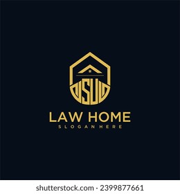 SU monogram initial logo for lawhome with shape home design