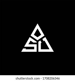 SU monogram logo with 3 pieces shape isolated on triangle design template