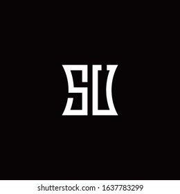 SU monogram logo with curved side style design template