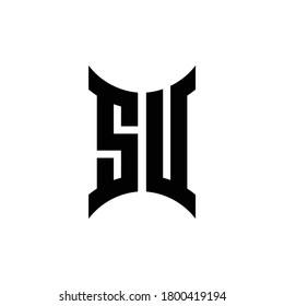 SU monogram logo with curved side design template