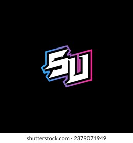 SU monogram logo design with abstract shape concept in vector