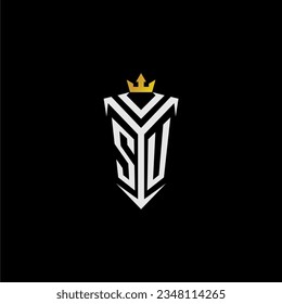 SU monogram logo initial for shield  crown style design