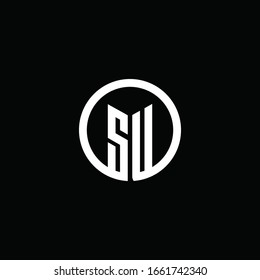 SU monogram logo isolated with a rotating circle