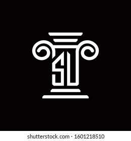 SU monogram logo with pillar style design template