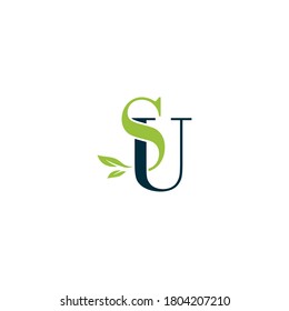 SU nature letter logo design vector template