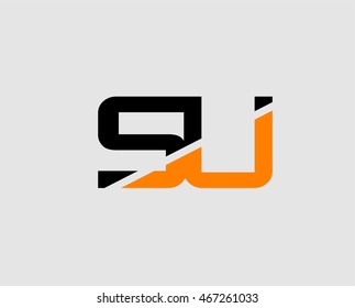 SU negative space letter logo
