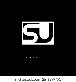 SU Negative Space Monogram – Minimalist Black and White Letter mark Logo for Creative Branding, Fashion Identity  Modern Design Concepts
