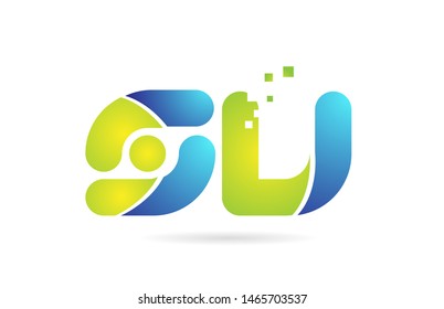 su s u blue green alphabet combination letter logo design suitable for a company or business