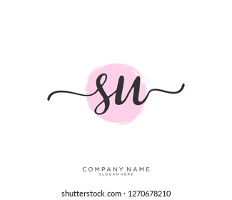 SU S U Initial handwriting logo vector