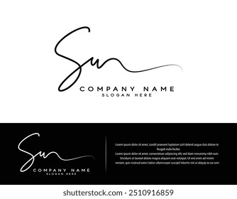 SU S U logotipo inicial de assinatura manuscrita