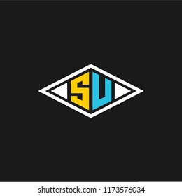 SU or S U letter alphabet logo design in vector format.