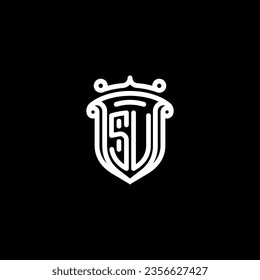 SU shield initial monogram with high quality professional design that will print well