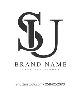 SU trendy logotype template. Initial letter s and u classic font style. Creative logo for company name or identity. Vector illustration.