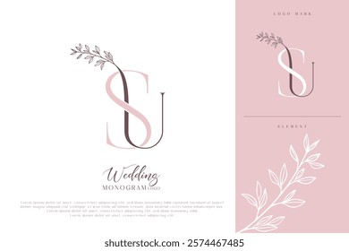 SU US Initial Wedding Monogram Logo