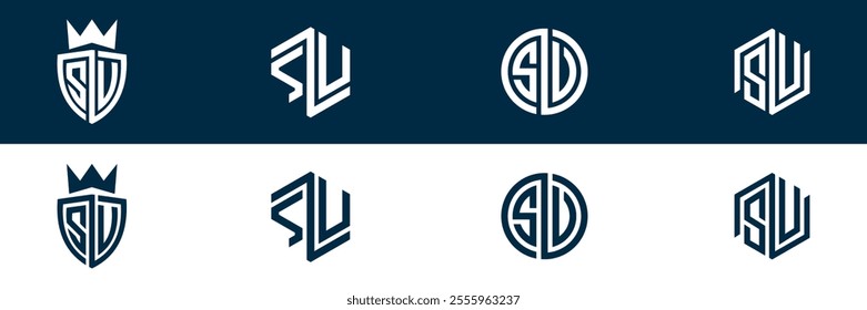 SU US letter logo set design