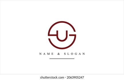 SU, US, S, U abstract letters logo monogram