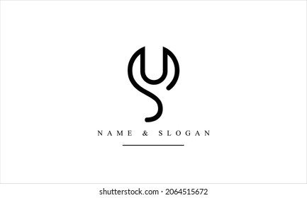 SU, US, S, U abstract letters logo monogram