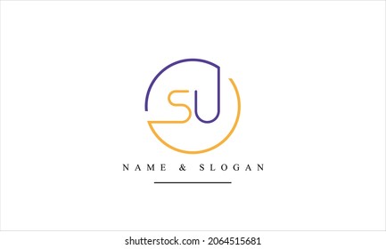 SU, US, S, U abstract letters logo monogram