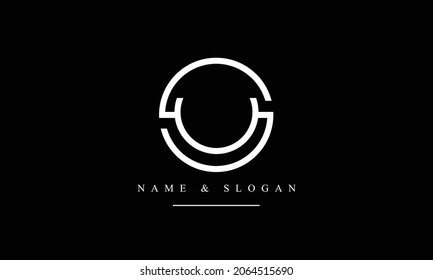 SU, US, S, U abstract letters logo monogram