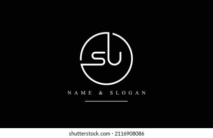 SU, US, S, U abstract letters logo monogram