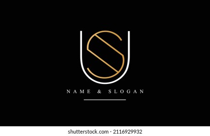 SU, US, S, U abstract letters logo monogram