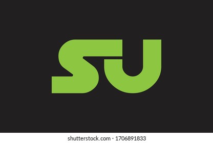 SU or US and S or U Uppercase Letter Initial Logo Design, Vector Template