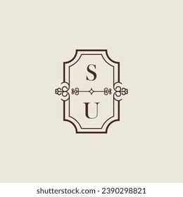 SU vintage wedding initial logo in high quality professional design that will print well across any print media