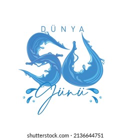 dünya su günü 
written text in the form of water. "world Water Day"