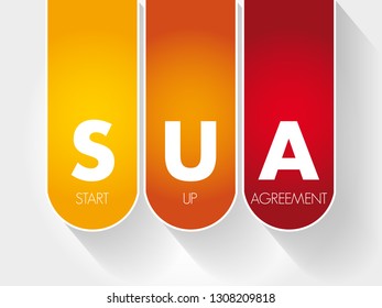 SUA - Start Up Agreement acronym, business concept background