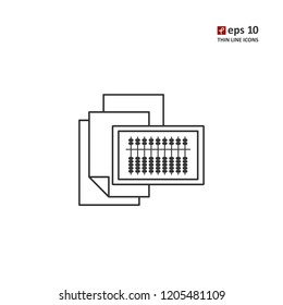 Suan-pan - vector thin line icon on white background. Symbol for web, infographics, print design and mobile UX/UI kit. Vector illustration, EPS10.