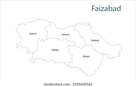 Sub division of Faizabad District map, Faizabad District, Uttar Pradesh State, Republic of India, Government of  Uttar Pradesh, Indian territory, Eastern India, politics, village, tourism