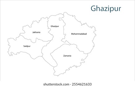 Sub division of Ghazipur Ditrict map, Ghazipur District, Uttar Pradesh State, Republic of India, Government of  Uttar Pradesh, Indian territory, Eastern India, politics, village, tourism